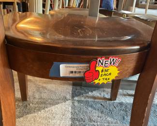 Hardwood lattice-style dining room chair. $35 + tax. 