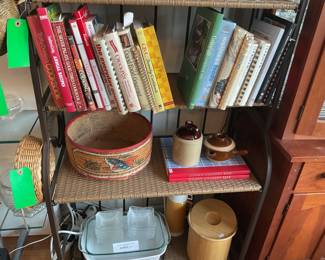 Wrought iron baking rack w/ cane shelves $35 + tax 