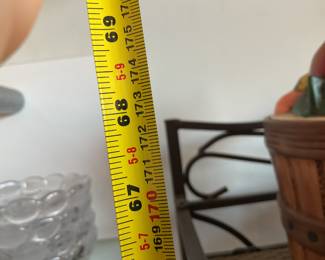 Wrought iron baking rack w/ cane shelves $35 + tax (Height)