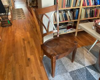 Hardwood lattice-style dining room chair. $35 + tax. 