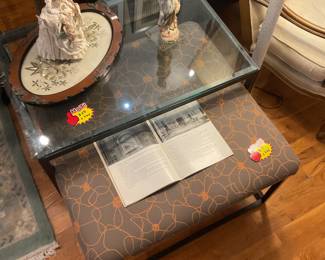 Brown and orange ottoman $15 + tax