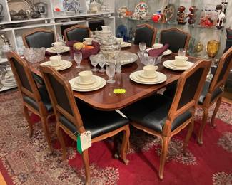 Mahogany dining table with center leaf (seats 8) $250 + tax