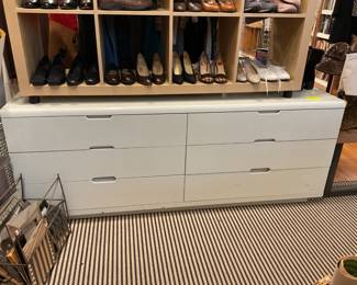 6 drawer white modern to post modern dresser $200 + tax