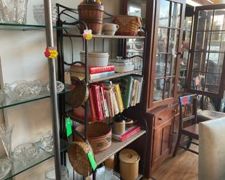 Wrought iron baking rack w/ cane shelves $35 + tax 