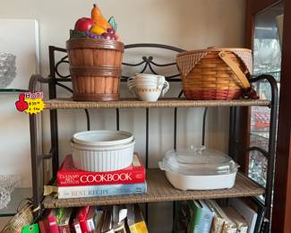 Wrought iron baking rack w/ cane shelves $35 + tax 