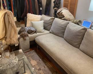 3-piece charcoal and gray sectional sofa $575 + tax (puppy not included)