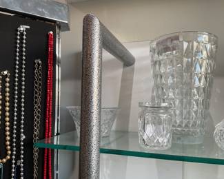 Glass and metal shelving unit $300 + tax
