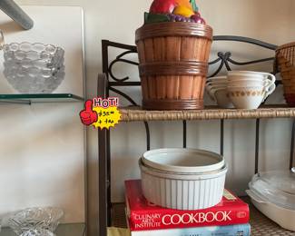 Wrought iron baking rack w/ cane shelves $35 + tax 