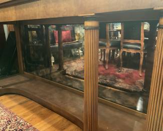 Empire style burl walnut console table with mirrored back $500 + tax