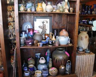 More pottery as well as a gorgeous solid wood bookcase