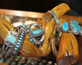 Large turquoise and sterling cuffs