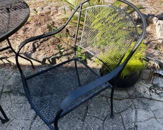 wrought iron furniture 4 chairs,  table with Umbrella and side table