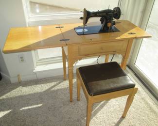Singer Sewing Machine, Work & StorageTable + Bench