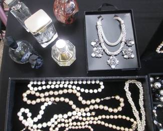 Assortment of Perfumes + Ladies Costume Jewelry