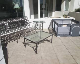 75" Metal Patio Sofa + Accent Tables