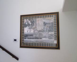Framed Art, Greyhound Dogs Theme, 50" X 43"