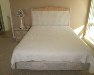 Rattan Furniture Grouping: Queen Headboard, Nightstand & 7-Drawer Dresser