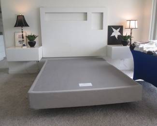 Queen Headboard & 2-Wall-Mounted Nightstands, Sold as a Custom-Built 3-Piece Set (Disassembly By Customer). Also View the Flat Foundation for Queen Mattress