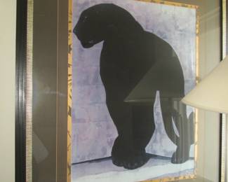 Framed Art Deco Style Black Panther, 36" X 41"
