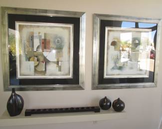 Pair of Soft Toned Geometrics By Niro Vasali, 49" X 49" Each. Limited Editions, 73/195 & 74/195