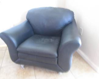 Comfy Leather Occasional Chair, Metal Legs