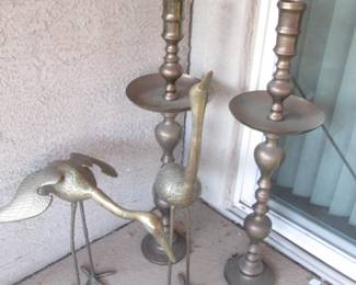 Brass Statuary & Floor-Model Candlesticks
