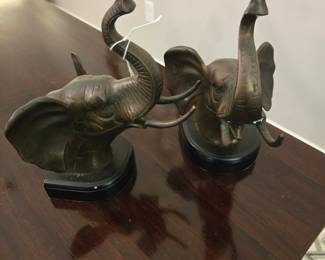 Brass elephant bookends