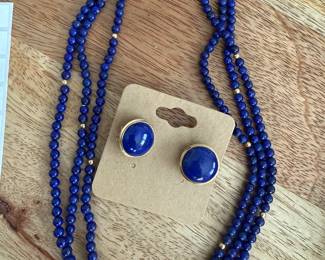 14k & Lapis Necklace & Earrings 