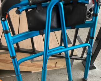 Blue Folding Walker with Armrest Supports