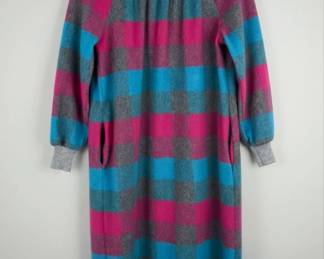 "Kittens" Robe in Turquoise/Gray/Plaid Pattern