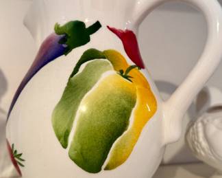 Ceramic Pitcher with Vegetable Motif