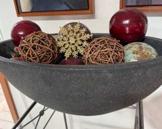 Dark Gray Decorative Bowl with Decorative Spheres