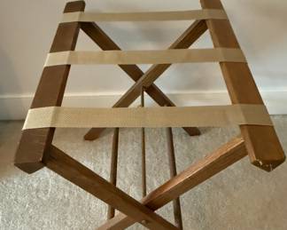Foldable Wooden Luggage Rack with Fabric Straps