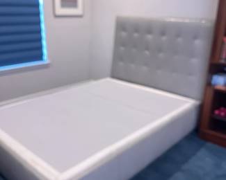 full size bed frame in gray leather with box sprint