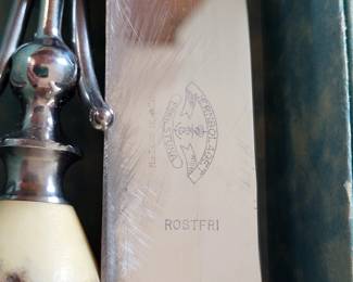 Vintage Swedish Jernbolaget Eskilstuna Rostfri Stag Handled 2 Piece Carving Set