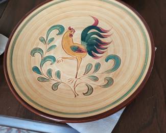 vintage Pennsbury Pottery "Red Rooster" pattern ceramic plate, a collectible piece made in the USA