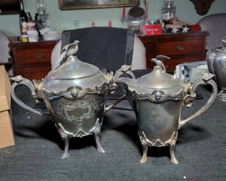 ANTIQUE LATE 19 CENTURYBAROQUE SLIVERPLATE CREAMER N SUGAR