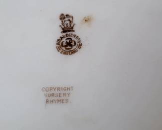 Royal Doulton "Nursery Rhymes" plate, specifically depicting the "Old Mother Goose" rhyme. 