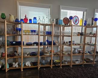 glassware, home decor, cobalt blue dishes, so much to see!