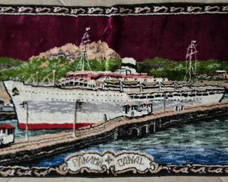 Vintage tapestry saluting the Panama Canal