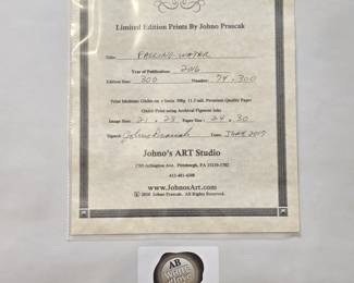 Certificate of Authenticity - Frank Lloyd Wright's famous architectural masterpiece, Fallingwater by Johno Prascak 2017 - # 74/300