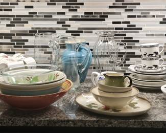 Mikasa Maxima 62-piece set, glass storage containers, serving dishes, pitchers, plates, and platters