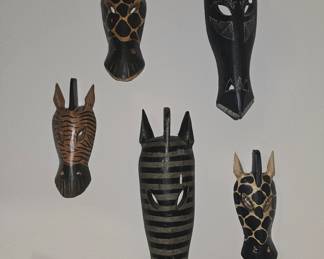 Wooden giraffe face masks