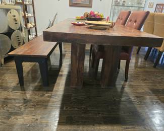 Acacia wood table - dining chairs and benches sold separately 