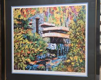 Frank Lloyd Wright's famous architectural masterpiece, Fallingwater as painted by Johno Prascak 2017 - # 74/300