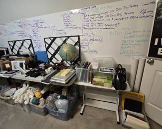 small desk, vintage collectible globes - 1965 Econocraft 12" globe, office supplies