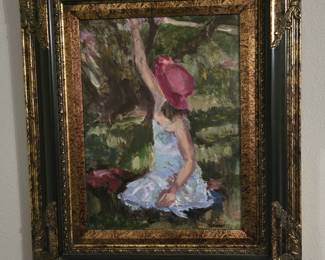 Girl in Garden canvas wall art in a beautiful frame!