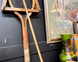 Vintage Tennis Racket & Golf Club