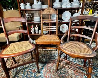 Antique cane seat chairs