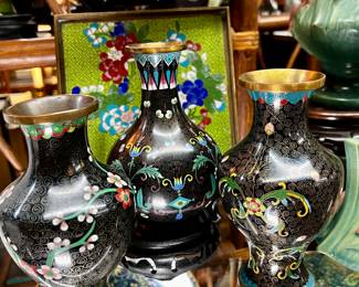 Cloisonné Vases & Trinket Tray